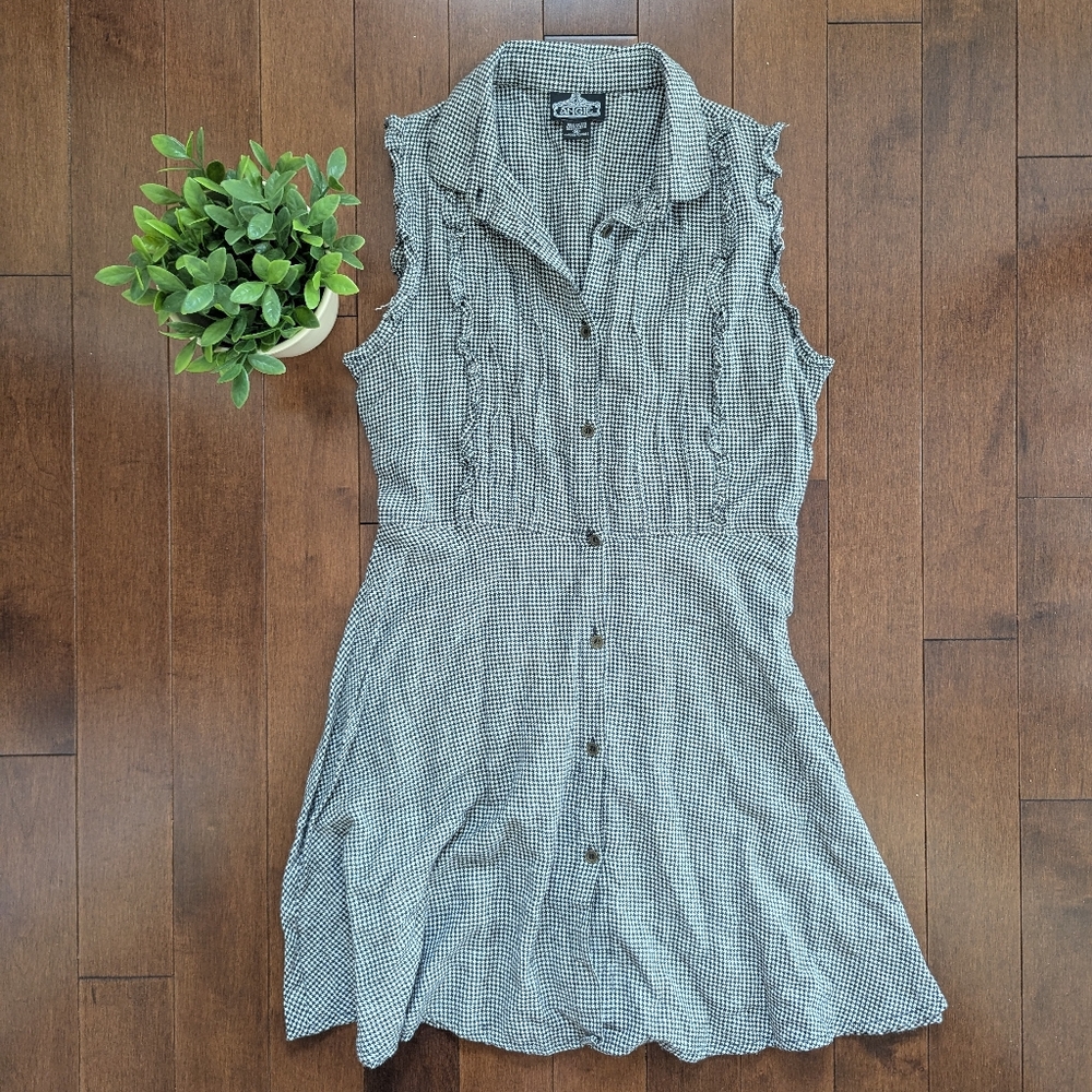 HOUNDSTOOTH RUFFLE COLLAR VINTAGE DRESS